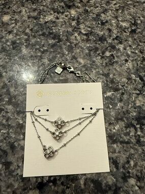 Kendra Scott Silver Triple-Layer Flower Bracelet